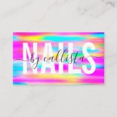 レインボーホログラフィシンプルックタイポグラフィネイルアーティスト 名刺 (正面)