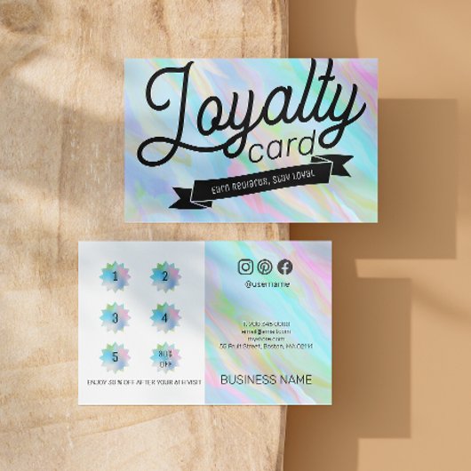 レインボーホログラフィックエステティシャンソーシャルメディア ロイヤリティカード