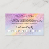 レインボーホログラフィックグリッターグラデーション顧客 ロイヤリティカード (裏面)