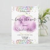 レインボーホログラフィックグリッタードリップベビーシャワーInv 招待状 (スタンド正面)