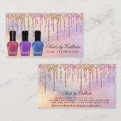レインボーホログラフィックグリッタードリップ爪、 ネイルポーランド 名刺 (正面/裏面)
