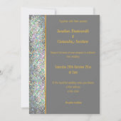 レインボーホログラフィックスポットグレー結婚金ゴールド 招待状 (正面)