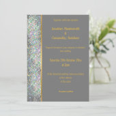 レインボーホログラフィックスポットグレー結婚金ゴールド 招待状 (スタンド正面)