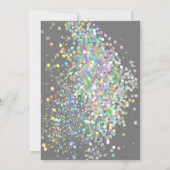 レインボーホログラフィックスポットグレー結婚金ゴールド 招待状 (裏面)