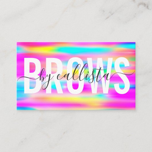 レインボーホログラフィックタイポグラフィアイブロウアーティスト 名刺 (正面)
