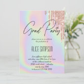 レインボーホログラフィックドリップ卒業招待状 招待状 (スタンド正面)