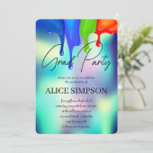 レインボーホログラフィックドリップ卒業招待状 招待状 (スタンド正面)