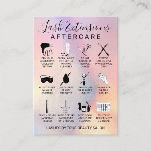 レインボーホログラフィックラッシュエクステンションアフターケアアイコン 名刺 (正面)