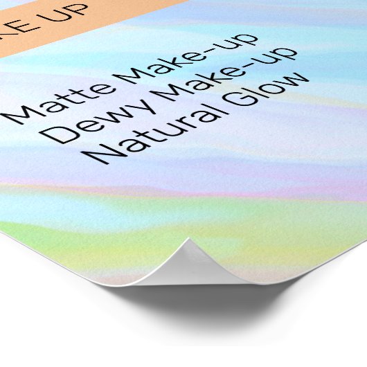 レインボーホログラフィック爪、 ネイル技術価格表 ポスター (角)