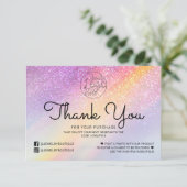 レインボーホログラフグリッターグラデーションお客様ありがとうございました サンキューカード (スタンド正面)
