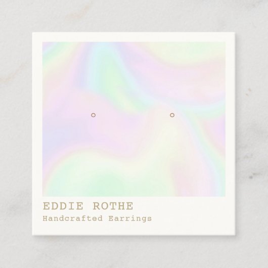 レインボーホログラムスタッドイヤリングディスプレイ スクエア名刺 (正面)