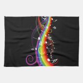 レインボーホワイトミュージックノート キッチンタオル (横)