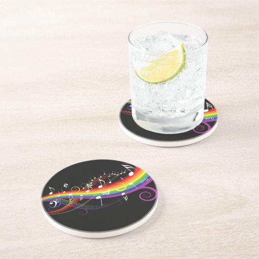レインボーホワイトミュージックノート コースター (側面)