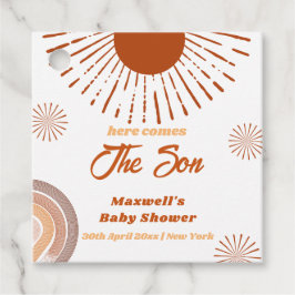 レインボーホーこ来この息子の赤ちゃんシャワー フェイバータグ