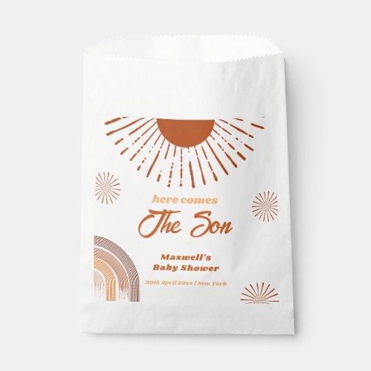 レインボーホーこ来この息子の赤ちゃんシャワー フェイバーバッグ (正面)