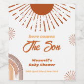 レインボーホーこ来この息子の赤ちゃんシャワー ワインラベル (シングルラベル)