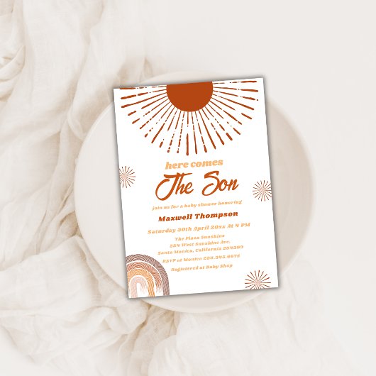 レインボーホーこ来この息子の赤ちゃんシャワー 招待状