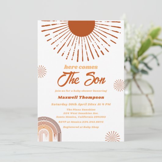レインボーホーこ来この息子の赤ちゃんシャワー 招待状 (スタンド正面)