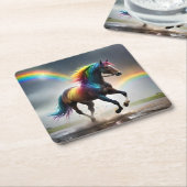 レインボーホースとレインボーズの雨のダンス スクエアペーパーコースター (アングル)