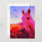 レインボーホースと赤いハート ポストカード (正面/裏面)