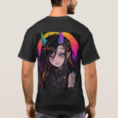 レインボーホーンゴシックパンクアニメガール Tシャツ (裏面)
