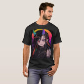 レインボーホーンゴシックパンクアニメガール Tシャツ (正面フル)