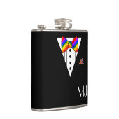 レインボーボウタイブラックタキシードモノグラムの フラスク (右)