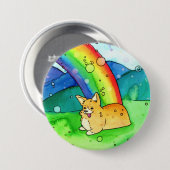 レインボーボタンの端のコルギ 缶バッジ (正面&裏面)