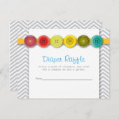 レインボーボタン赤ちゃんシャワーおむつラッフルインサート インビテーションポストカード (正面/裏面)