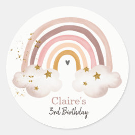 レインボーボヘミアンステッカー パステルレインボー 誕生日 ラウンドシール