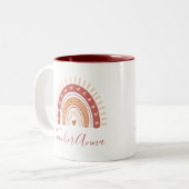 レインボーボヘミアンテラコッタカリグラフィー先生 ツートーンマグカップ (正面左)