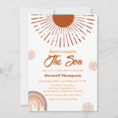 レインボーボヘミア ここに息子がやってくる ベビーシャワー 招待状 (正面)