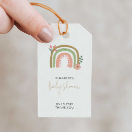 レインボーボヘミア ベイビーシャワー ミューテッドカラー アースキュート ギフトタグ