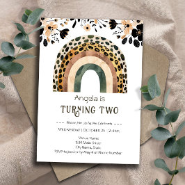 レインボーボホアニマルプリントフローラ2nd誕生日 招待状