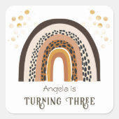 レインボーボホアニマルプリント3rd誕生日 スクエアシール (正面)