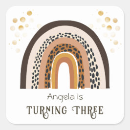 レインボーボホアニマルプリント3rd誕生日 スクエアシール