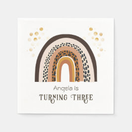 レインボーボホアニマルプリント3rd誕生日 スタンダードカクテルナプキン