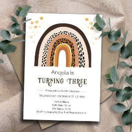 レインボーボホアニマルプリント3rd誕生日 招待状