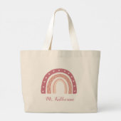 レインボーボホパステルピンクギフトラージトートバッグ ラージトートバッグ (裏面)