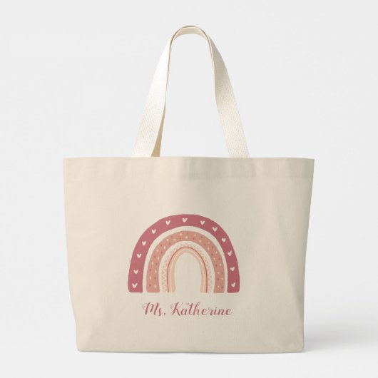 レインボーボホパステルピンクギフトラージトートバッグ ラージトートバッグ (裏面)