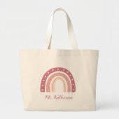 レインボーボホパステルピンクギフトラージトートバッグ ラージトートバッグ (正面)