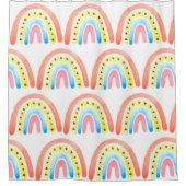 レインボーボホピンクイエローハート名 シャワーカーテン (正面)