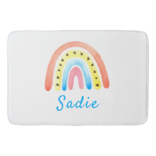 レインボーボホピンクイエローハート名 バスマット