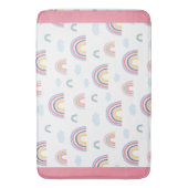 レインボーボホピンクブルーイエローガーリーおもしろい バスマット (正面縦)