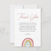 レインボーボホピンクブルーベビーシャワー サンキューカード (正面)