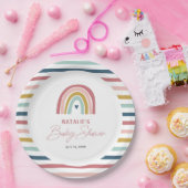 レインボーボホピンクブルーベビーシャワー ペーパープレート (パーティー)