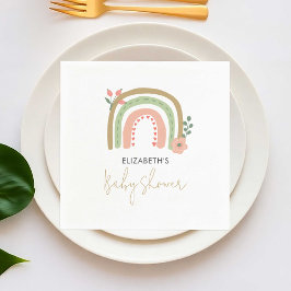 レインボーボホベイビーシャワーミュート色アースキュート スタンダードカクテルナプキン