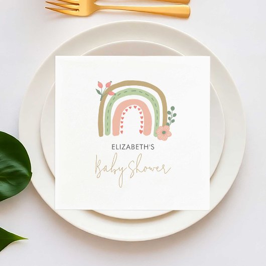 レインボーボホベイビーシャワーミュート色アースキュート スタンダードカクテルナプキン
