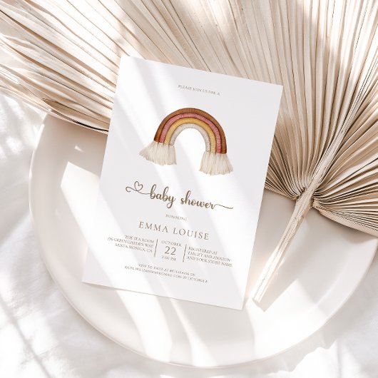 レインボーボホーニュートラルベビーシャワー 招待状