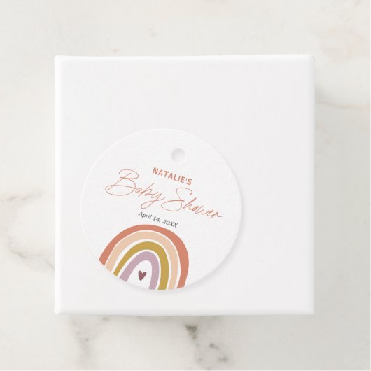 レインボーボホーピーチパープルベビーシャワー フェイバータグ (インサイチュ)